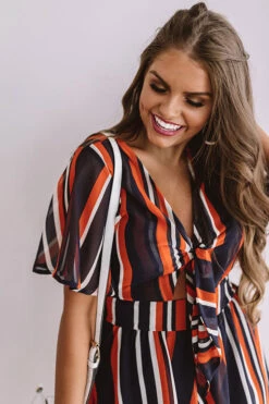 Full Of Spirit Front Tie Stripe Romper In Navy 8 Full Of Spirit Front Tie Stripe Romper In Navy -Hanger Fashion 1908132831000 2019081410104800 697e1703full of spirit front tie stripe romper in navy
