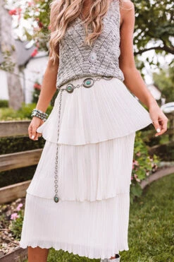 Pleated Pretty Midi Skirt In Ivory -Hanger Fashion 2001165953000 2020081108463400 339e0e2epleated pretty midi skirt in ivory