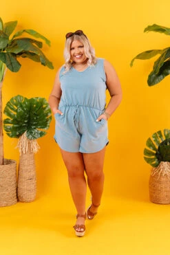 Sipping At Sunset Romper In Airy Blue Curves -Hanger Fashion 2005187319000 2021020212184800 d428790esipping at sunset romper in airy blue