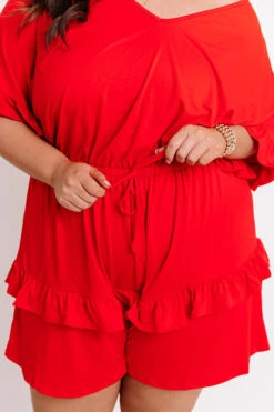 Message In A Bottle Romper In Scarlet Curves -Hanger Fashion 2007068477000 2021011110504000 1c49ee42message in a bottle romper in scarlet