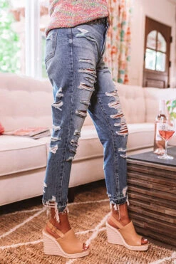 The Pierce High Waist Relaxed Destroyed Jean In Medium Wash -Hanger Fashion 2007083382000 2020080410044700 d754bd1ethe pierce high waist relaxed destroyed jean in medium wash