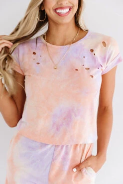 It's All Good Distressed Tie Dye Romper In Orange -Hanger Fashion 2007243682000 2020082116411500 9b7370a5its all good distressed tie dye romper in orange