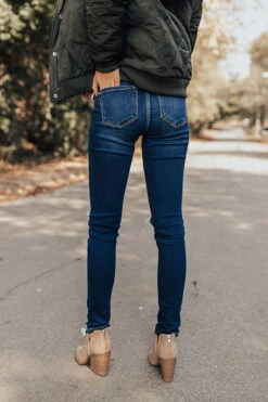 The Mayson Midrise Distressed Skinny In Dark Wash -Hanger Fashion 2009253347000 2020102008251700 2561180ethe mayson midrise distressed skinny