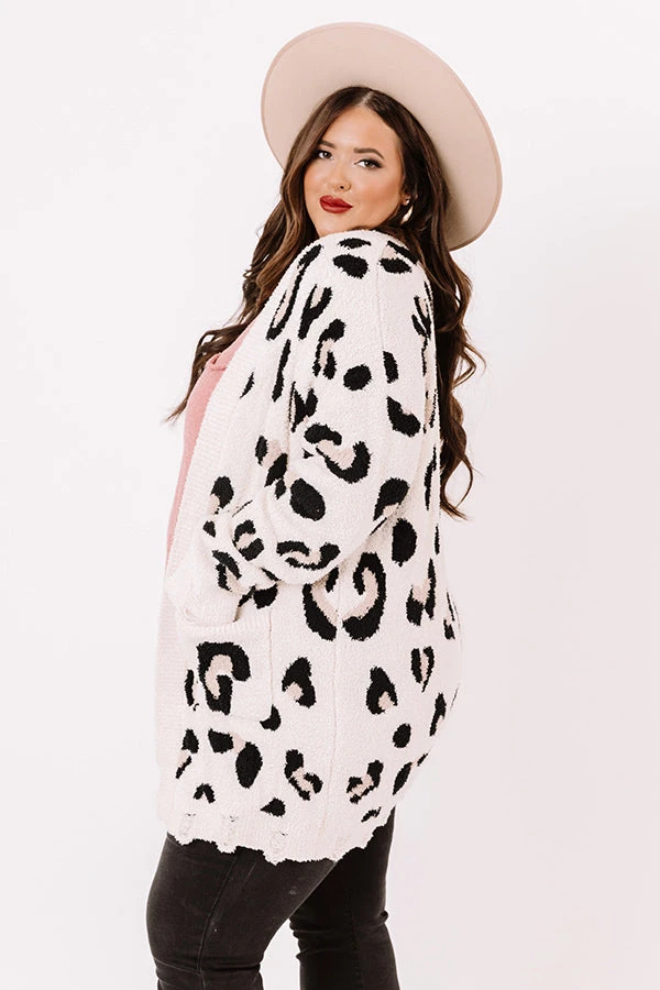 Cozy By The Fireplace Leopard Cardigan In Ivory Curves 4 Cozy By The Fireplace Leopard Cardigan In Ivory Curves - Image 4