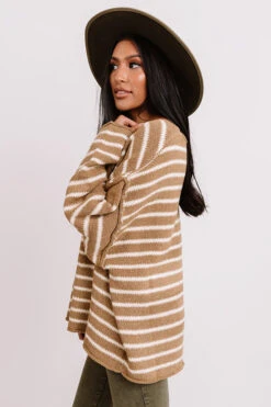 Cambridge Cuddles Stripe Shift Sweater In Khaki -Hanger Fashion 2010037179000 2020110213555700 df5937efcambridge cuddles stripe shift sweater in khaki