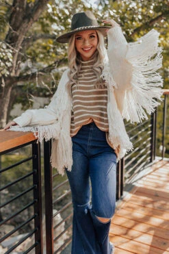 Cambridge Cuddles Stripe Shift Sweater In Khaki -Hanger Fashion 2010037179000 2022100310523600 c08d1e4ecambridge cuddles stripe shift sweater in khaki