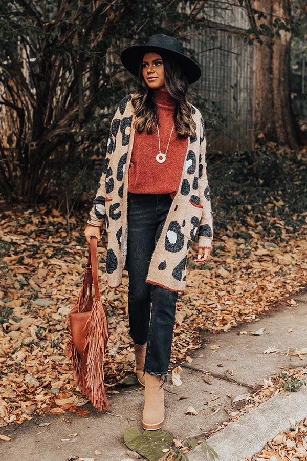 Early Bird Leopard Cardigan In Mocha 5 Early Bird Leopard Cardigan In Mocha - Image 5