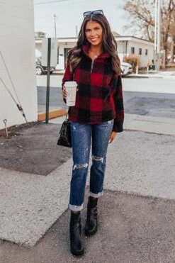 Cozy Weekend Plans Sherpa Pullover In Red 11 Cozy Weekend Plans Sherpa Pullover In Red -Hanger Fashion 2010137847000 2022110414521800 5558d605cozy weekend plans sherpa pullover in red