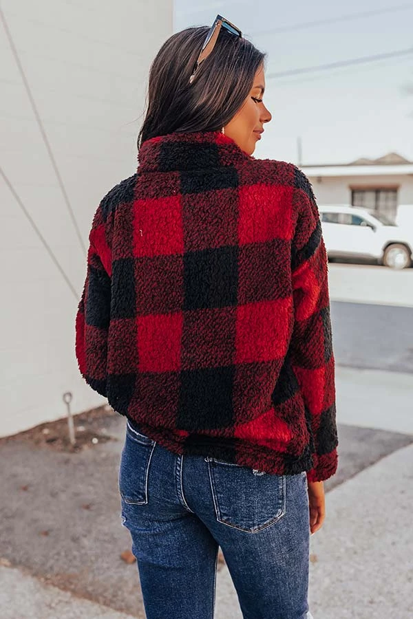 Cozy Weekend Plans Sherpa Pullover In Red 4 Cozy Weekend Plans Sherpa Pullover In Red - Image 4