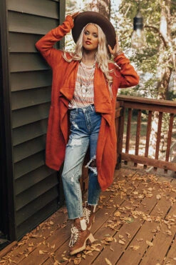 Bryant Park Views Cardigan In Rust -Hanger Fashion 2011029186000 2021083012222500 9956de45bryant park views cardigan in rust