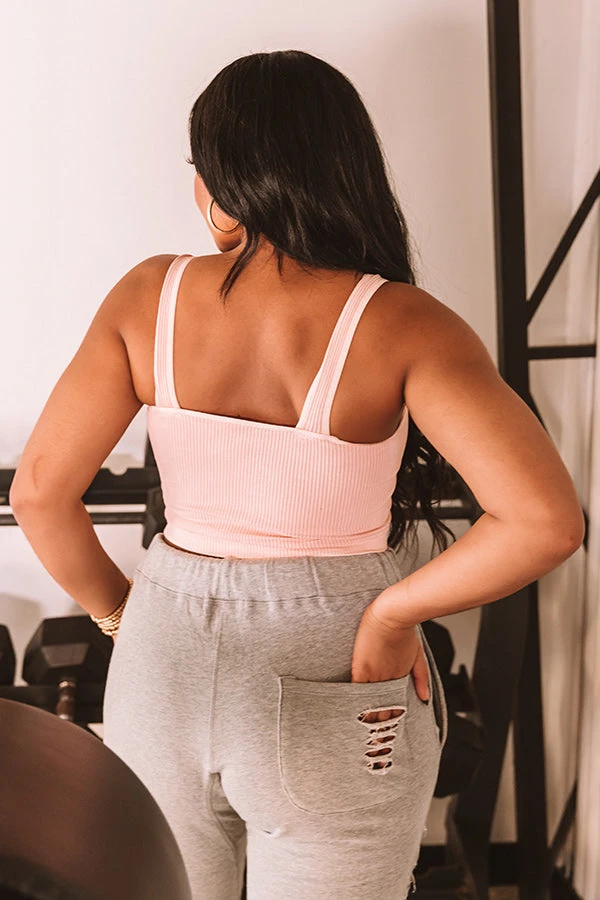 Star Of The Barre Ribbed Crop Top In Peach 7 Star Of The Barre Ribbed Crop Top In Peach - Image 7