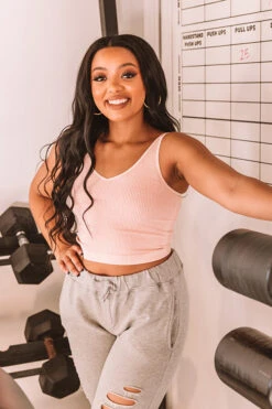Star Of The Barre Ribbed Crop Top In Peach 10 Star Of The Barre Ribbed Crop Top In Peach -Hanger Fashion 2012035948000 2020121517284000 512d3c5estar of the barre ribbed crop top in peach