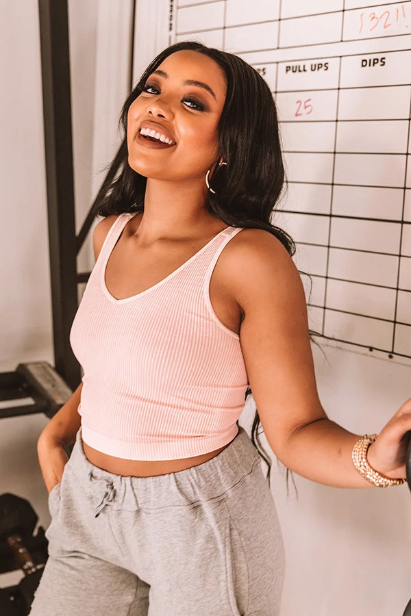 Star Of The Barre Ribbed Crop Top In Peach 6 Star Of The Barre Ribbed Crop Top In Peach - Image 6