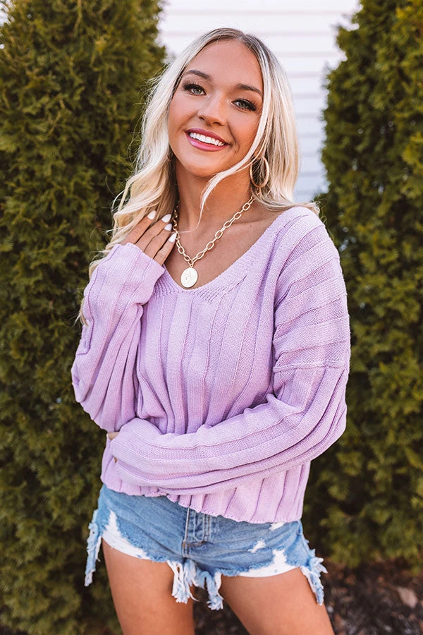 Waiting On You Knit Sweater In Lavender 3 Waiting On You Knit Sweater In Lavender - Image 3