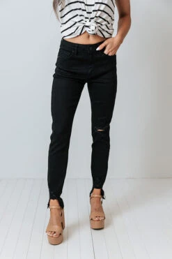 The Emory High Waist Distressed Ankle Skinny In Black -Hanger Fashion 2104142003000 2021042911310800 6acae6a5the emory high waist distressed ankle skinny in black