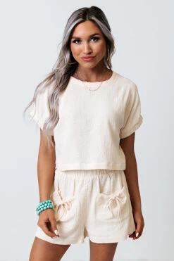 Oh, Tell Me More Crop Top In Cream