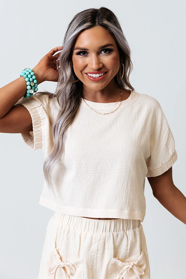 Oh, Tell Me More Crop Top In Cream 3 Oh, Tell Me More Crop Top In Cream - Image 3