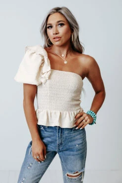 Simply Radiant Smocked Top In Cream -Hanger Fashion 2106178564000 2021062908270300 365d3455simply radiant smocked top in cream