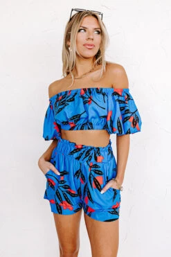 Heart Of Hawaii Crop Top In Ocean Blue