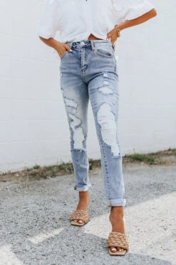 The Penn High Waist Distressed Jean 13 The Penn High Waist Distressed Jean -Hanger Fashion 2107146187000 2021072314303800 b2367234the penn high waist distressed jean