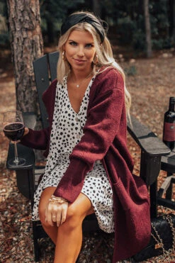 Catch A Chill Knit Cardigan In Maroon -Hanger Fashion 2108136969000 2021093012082600 2d3fc702catch a chill knit cardigan in maroon