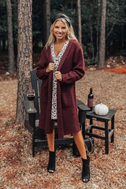 Catch A Chill Knit Cardigan In Maroon -Hanger Fashion 2108136969000 2021093012082600 71fb1291catch a chill knit cardigan in maroon