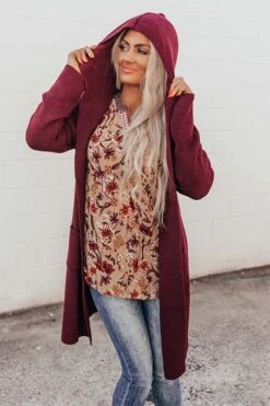 Catch A Chill Knit Cardigan In Maroon -Hanger Fashion 2108136969000 2022110710461000 ec6b694acatch a chill knit cardigan in maroon