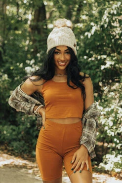 You're Worth The Chase Crop Top In Rust