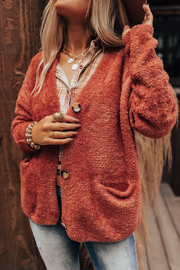 Honey So Snuggly Cardigan In Aurora Red 4 Honey So Snuggly Cardigan In Aurora Red - Image 4