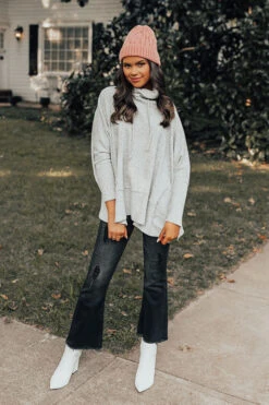 Counting Kisses Waffle Knit Sweater In Grey -Hanger Fashion 2109031827001 2022091911244200 7ea1b419counting kisses waffle knit sweater in grey