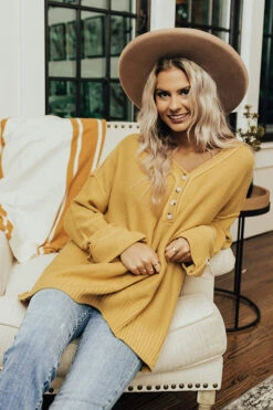 Autumn Affair Knit Sweater In Light Mustard