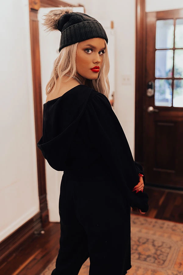 Wild About The Weekend Crop Hoodie In Black 4 Wild About The Weekend Crop Hoodie In Black - Image 4