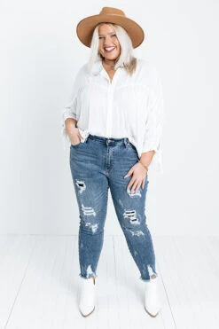 The Jenson High Waist Distressed Ankle Skinny Curves