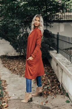 Cafe On Broadway Cardigan In Rust -Hanger Fashion 2109283201000 2021102011431700 bf67c523flawless express sample 177