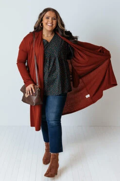 Cafe On Broadway Cardigan In Rust Curves -Hanger Fashion 2109283598000 2021111114444700 eafded6ccafe on broadway cardigan in rust curves