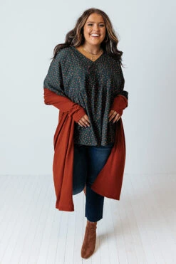 Cafe On Broadway Cardigan In Rust Curves -Hanger Fashion 2109283598000 2021111114444800 c3f4a666cafe on broadway cardigan in rust curves