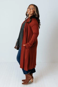 Cafe On Broadway Cardigan In Rust Curves -Hanger Fashion 2109283598000 2021111114444800 f674f01bcafe on broadway cardigan in rust curves