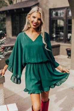 Chic Reveal Romper In Hunter Green -Hanger Fashion 2111022960000 2021111520501100 df276a53chic reveal romper in hunter green