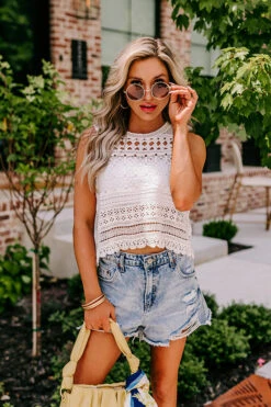 Sea Shanty Knit Crop Top In White