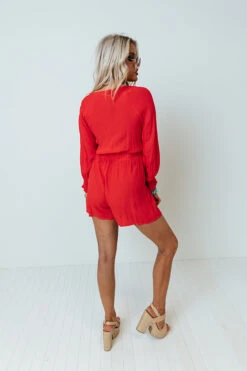 Cali Weekend Front Tie Romper In Scarlet -Hanger Fashion 2202025379000 2022032207440500 2df6bab5cali weekend front tie romper in scarlet