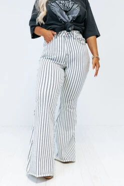 The Jamie High Waist Stripe Flare In White -Hanger Fashion 2202179980000 2022032913285300 32e73a71the jamie high waist stripe flare in white