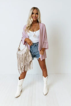 New Timezone Knit Cardigan In Dusty Purple