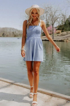 Boat Weekend Smocked Romper In Sky Blue -Hanger Fashion 2204076794000 2022042112382600 aa0230b6boat weekend smocked romper in sky blue