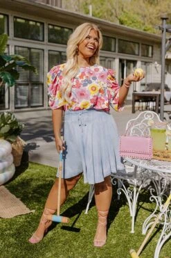 The Charleston Chambray Skort Curves