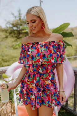 Seas The Moment Floral Romper In Red -Hanger Fashion 2204229218000 2022050314180000 1447ff99seas the moment floral romper in red