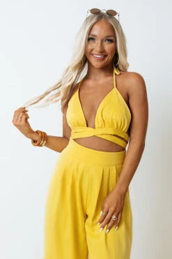 Forever Yours Wrap Crop Top In Yellow -Hanger Fashion 2205257021000 2022060710404000 23162bfaforever yours wrap crop top in yellow