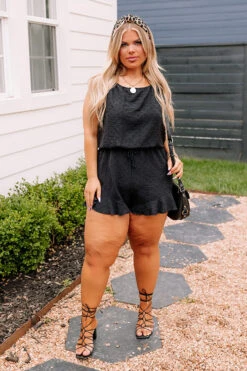 World Wide Adventure Romper In Black Curves