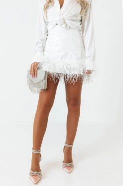 The Freesia Patent Feather Skirt In White -Hanger Fashion 2207079827000 2022071907570600 b5e572b6the freesia patent feather skirt in white
