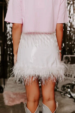 The Freesia Patent Feather Skirt In White -Hanger Fashion 2207079827000 2023011912595800 0c540361the freesia patent feather skirt in white