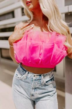 Out Past Midnight Tulle Crop Top In Hot Pink -Hanger Fashion 2207198024000 2022072815012200 9e263a2dout past midnight tulle crop top in hot pink
